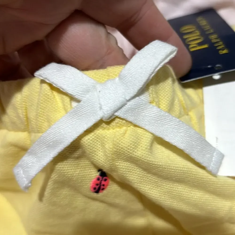 Ralph Lauren 6x Yellow Shorts with Ladybug Embroidery stretch elastic waste nwt
